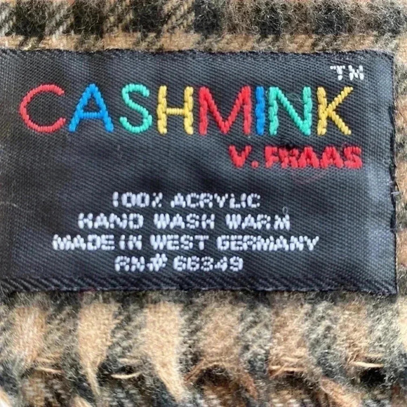 CASHMINK V.Fraas 100% Acrylic Plaid Scarf Very Soft Made in West Germany - Picture 4 of 8